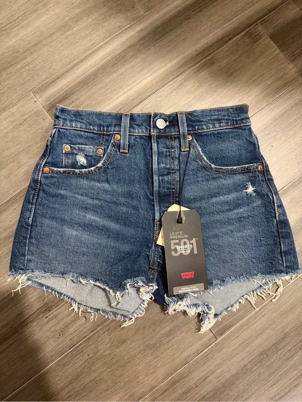 Levi's Blue Distressed Cutoff Denim Shorts